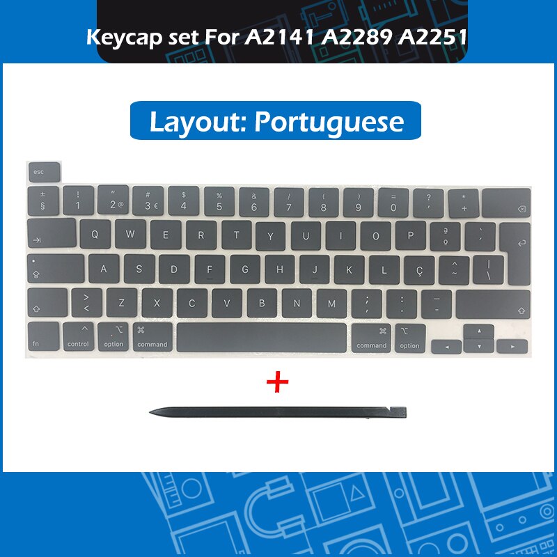 Jaar Laptop A2141 A2289 A2251 Key Cap Set Azerty Voor Macbook Pro Retina 13 "16" Keycaps toetsen Toetsenbord Reparatie: Portuguese Layout