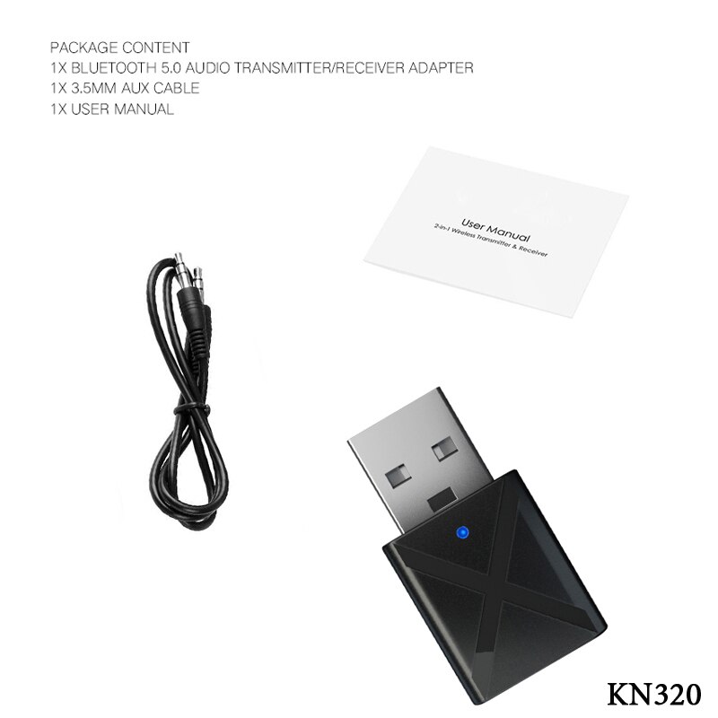 ZF169-receptor inalámbrico KN320 5,0, transmisor con Bluetooth, adaptador Mini estéreo de 3,5mm para coche y TV: KN320