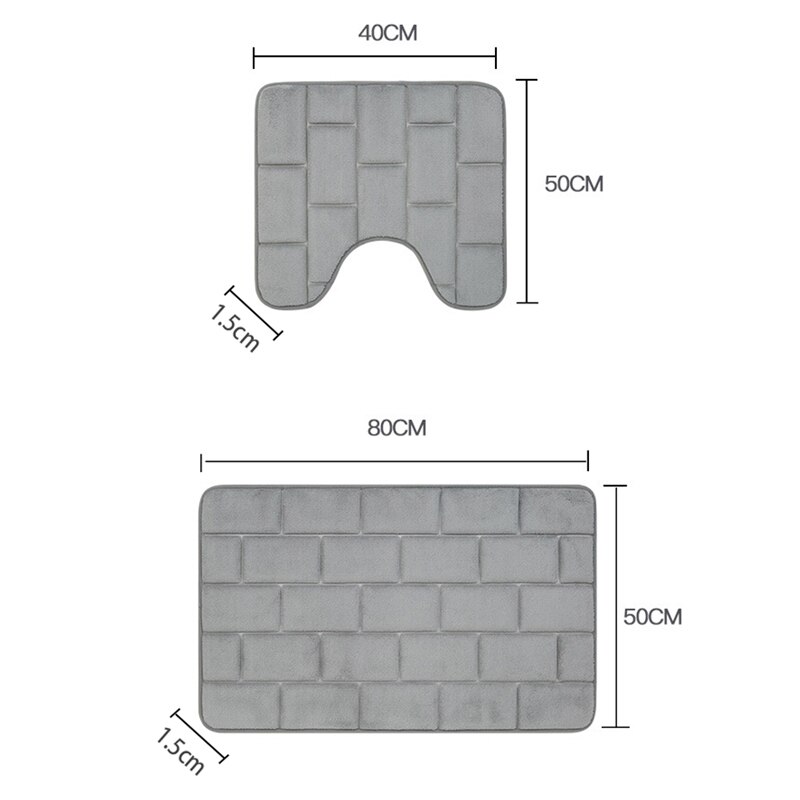 2 Piece Set Bath Floor Mat Absorbent Non-Slip Shower Room Door Mats Toilet Floor Mat Washable and Absorbent Soft Bathroom Rug