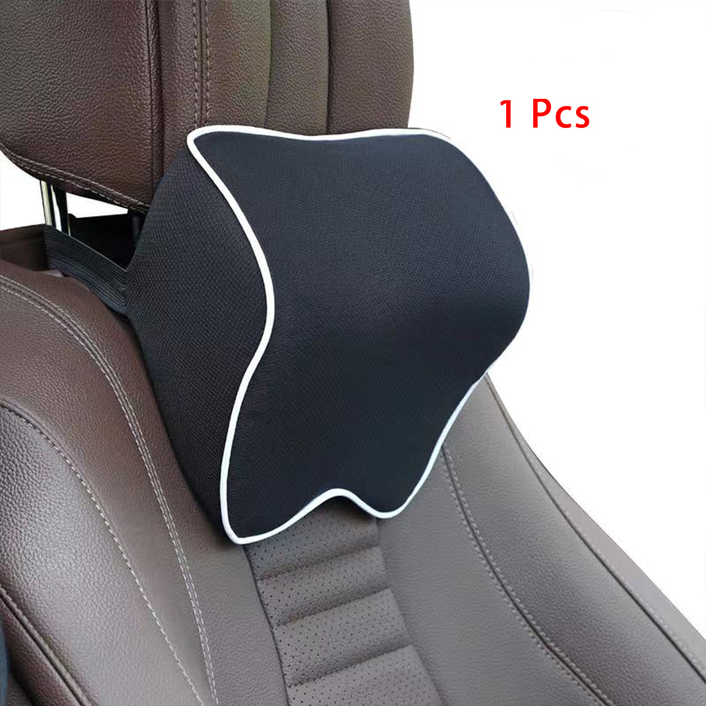 Almohada para reposacabezas de coche, cojín para asiento de coche, Protector de cuello, asiento de automóvil, accesorios para Restauto, algodón de memoria: Headrest Black White