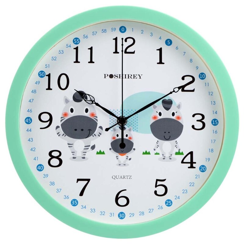 Mute Wall Clock Simple Style Cartoon Milk Cow Pattern Clock Nursery Home Living Room Children's Room Bedroom Decoration: GN