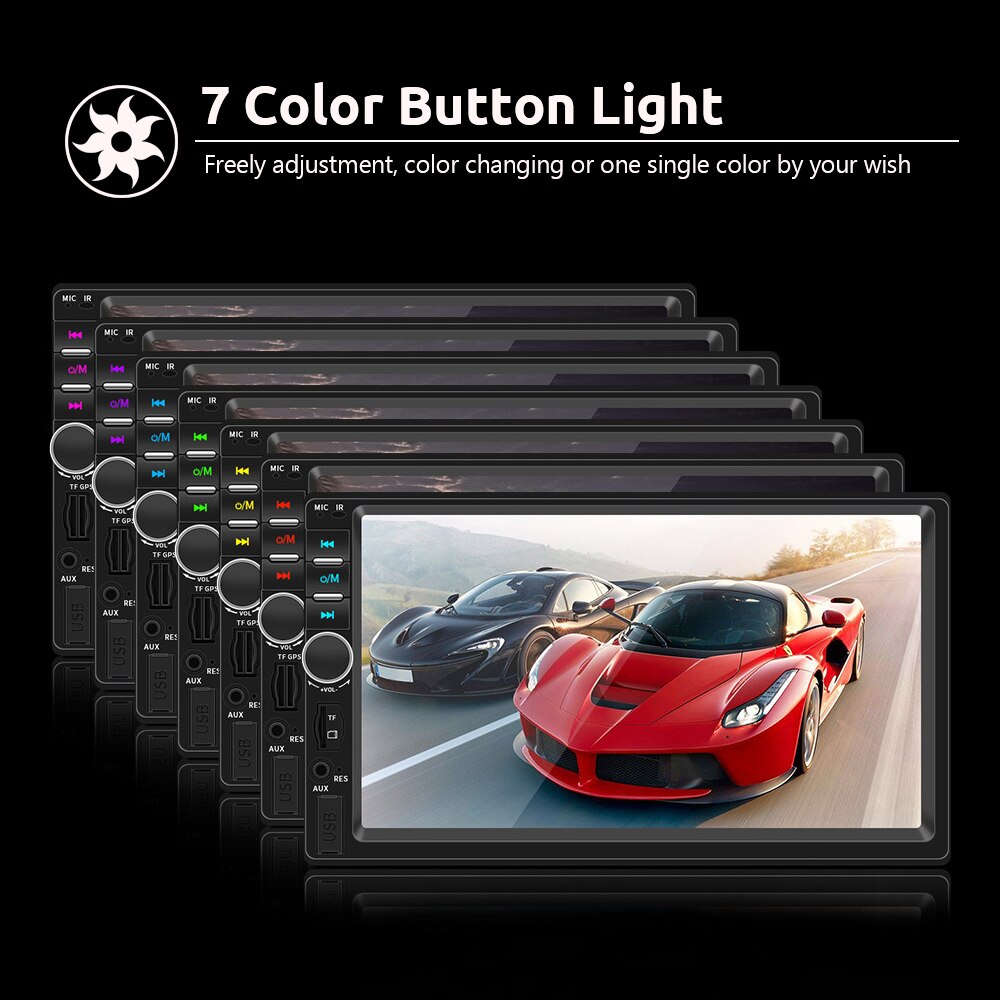 ESSGOO-reproductor Multimedia con pantalla táctil de 7 pulgadas para coche, autorradio estéreo 2 din con MP5, FM, Bluetooth, USB, TF, Mirror link, cámara