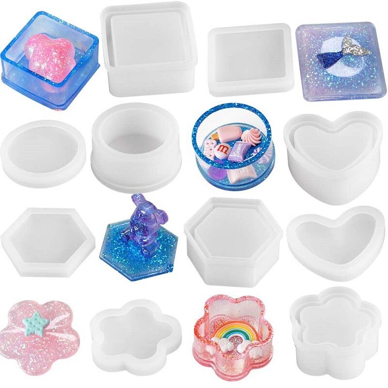 Resin Silicone Mold Storage Box Mold for Jewelry Making Heart Shape Cut Mold DIY Crystal Epoxy Box Jewelry Tools Moulds