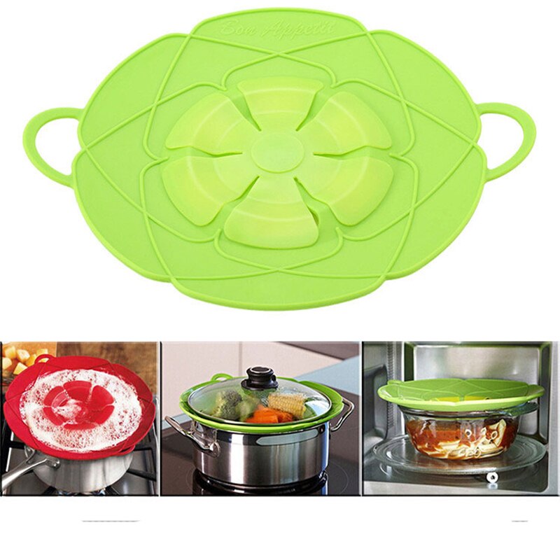 The Anti-Overflow Silicone Pot Cover Medium Green Lid Silicone Cover