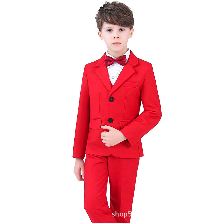 Blazer rouge pour garçons, costume de mariage, de bal, de smoking, pour enfants,