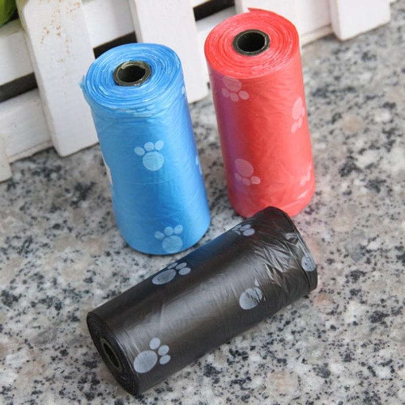 1 Roll 15 Pcs Pet Supply Printing Kat Hond Kak Tassen Outdoor Schoon Refill Willekeurige Hond Zak Kleur Huisdier Vuilnis p4G3