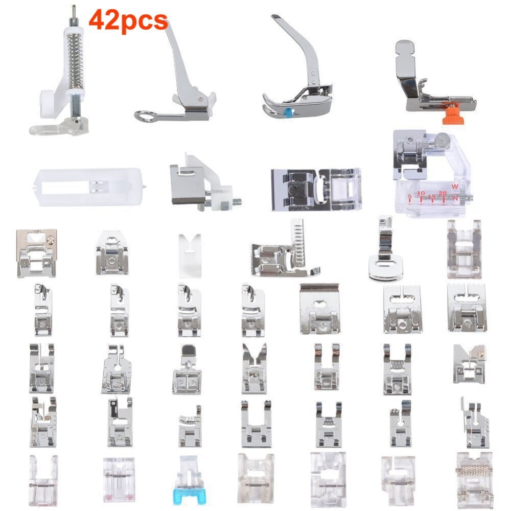 32/42pcs Domestic Sewing Tool Machine Presser Foot Feet Kit Set + Box Brother Singer Janom Sewing Machines Foot Tool Accessories