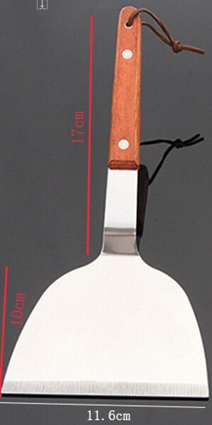 Cooking Tool Heat Resistance Stainless Steel Turners Spatula Scraper Wooden Handle utensilios de cozinha pizza beef steak shovel: Light Yellow