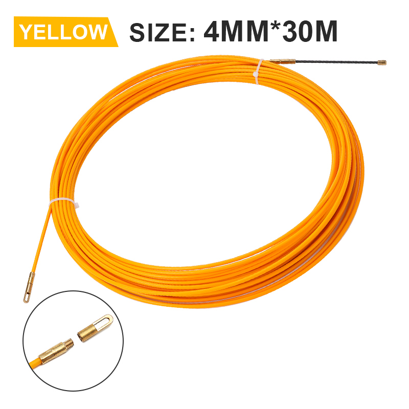 Push-Puller für Glasfaser-Elektrokabel 5m/15m/20m/25m/30m 4mm Kabeltrommel Kanal Schlangen Rodder Fisch band Draht Gewinde hilfe Werkzeug: YELLOW