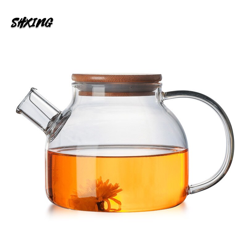 1L / 1.8L Borosilicaatglas Theepot Hittebestendig Grote Transparante Bloempot Bloem Set Algemene Ketel Kantoor Huishoudelijk Gereedschap