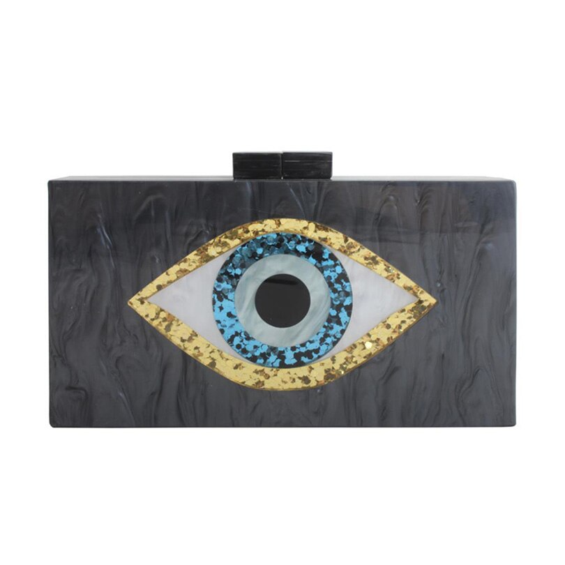 Patchwork Glitter Evil Eye Acrylic PVC Plastic Box Day Clutches Summer Beach Travel Evening Handbags Women cocktail Tote Bags