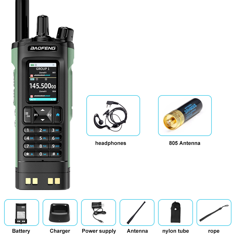 Neues BAOFENG UV-32 Walkie Talkie GPS 10W Bluetooth APP Programmierung Multi Band Wireless Kopierfrequenz Typ-C UV32 Ham 2-Wege-Radio: Black / American