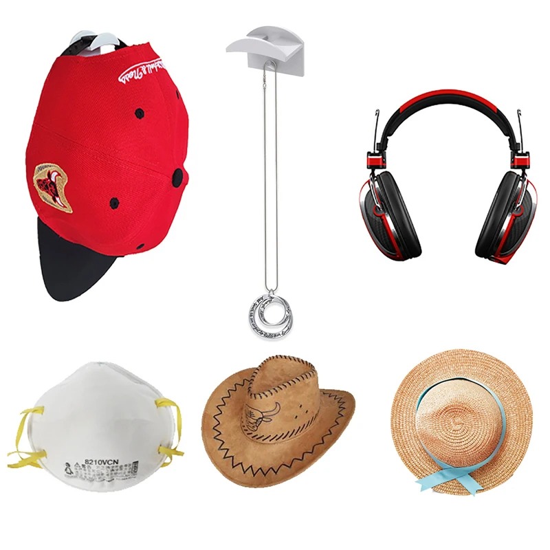 Soporte para gorras, gancho para gorra de béisbol, soporte para sombrero de Simple negro, estante de almacenamiento para collares y auriculares, armario para ropa, 10 Uds.