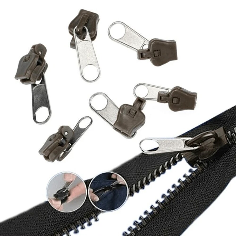 6Pcs Universal Instant Fix Rits Reparatie Kit Vervanging Zip Slider Tanden Rescue Ritsen Naaien Kleding