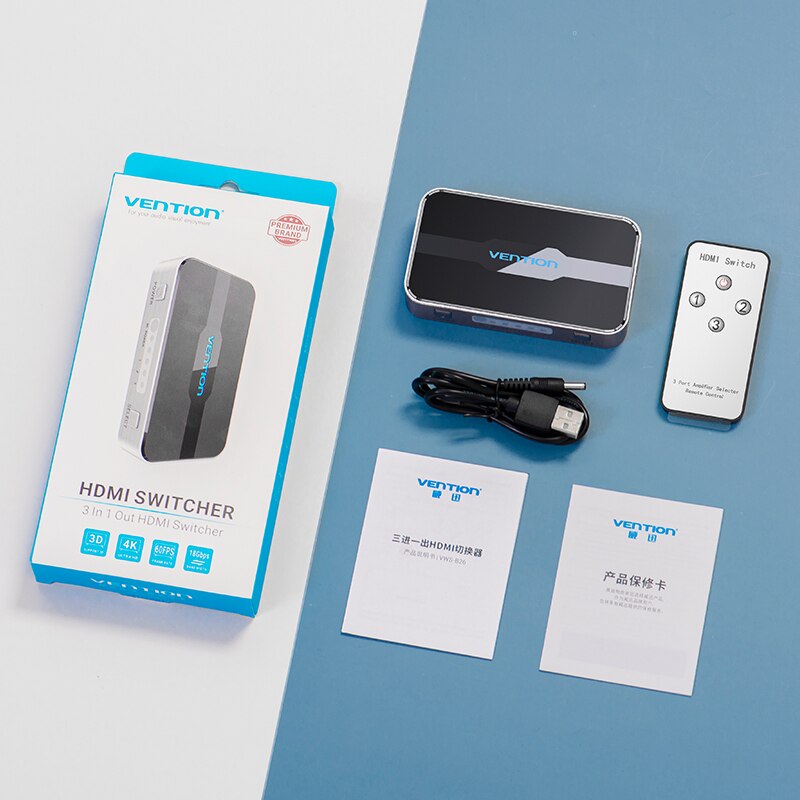 Vention HDMI Switch 4K 3 in 1 out HDMI2.0 Switcher Splitter with Remote Control Switch for PS4 PC TV Xbox 2.0 HDMI Adapter