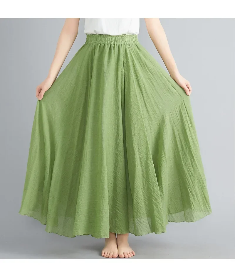 Clothes Women Clothing Skirts Vintage Y2k Streetwear Bohemian Cotton Linen Casual Vestido De Festa Long Skirt: M / Orange