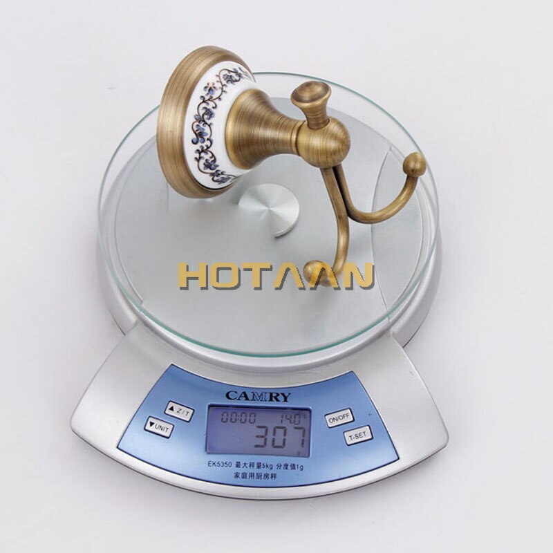 Robe Hook, Kleding Haak, Messing & Keramische Constructie Met Antiek Messing Afwerking, Badkamer Haak, YT-11502