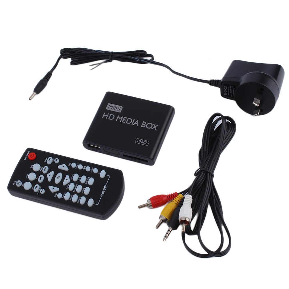 Mini reproductor Multimedia caja de TV Video reproductor Multimedia es macho Full HD 1080P HDMI USB quitar apoyo MKV RM-SD USB SDHC MMC HDD-HDMI