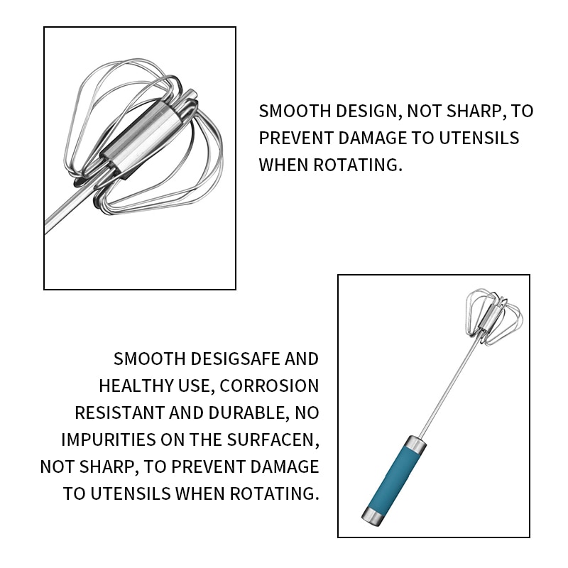 Batidor de huevos de acero inoxidable, mezclador semiautomático de batidor de huevos para batir y batir, utensilio de cocina, prensa Manual, batidor giratorio