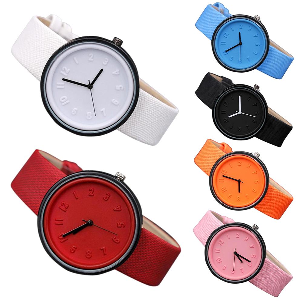 Koppels Horloge Effen Kleur Arabische Cijfers Doek Band Pols Horloges Voor Vrouwen Mannen Analoge Quartz Horloge Paar Paar Horloges