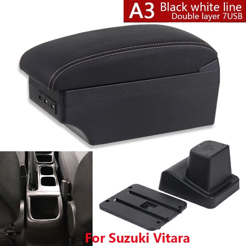 Dla Suzuki Vitara podłokietnik części robić modernizacji dedykowany podłokietnik samochdoowy centrum pudełko robić przechowywania samochód akcesoria wnętrze USB łatwy w instalacji