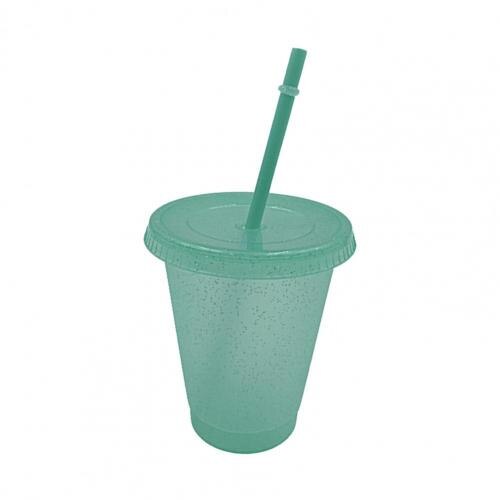 Adorable Water Bottle Multi-color Coffee Mug Smooth Reusable PP Cold Tumblers Cup: Green S