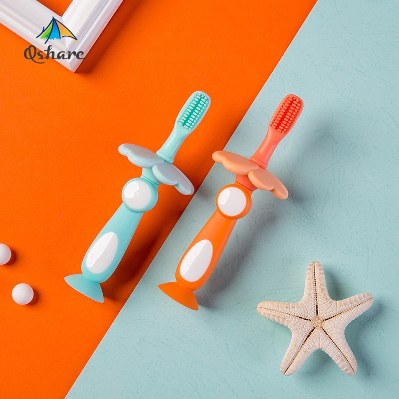 Qshare Baby Silizium Zahnbürste Mit Ersatz Pinsel Kopf Baby Artikel Kinder Infant Mundpflege Werkzeug Standable Kinder Zahn Pinsel