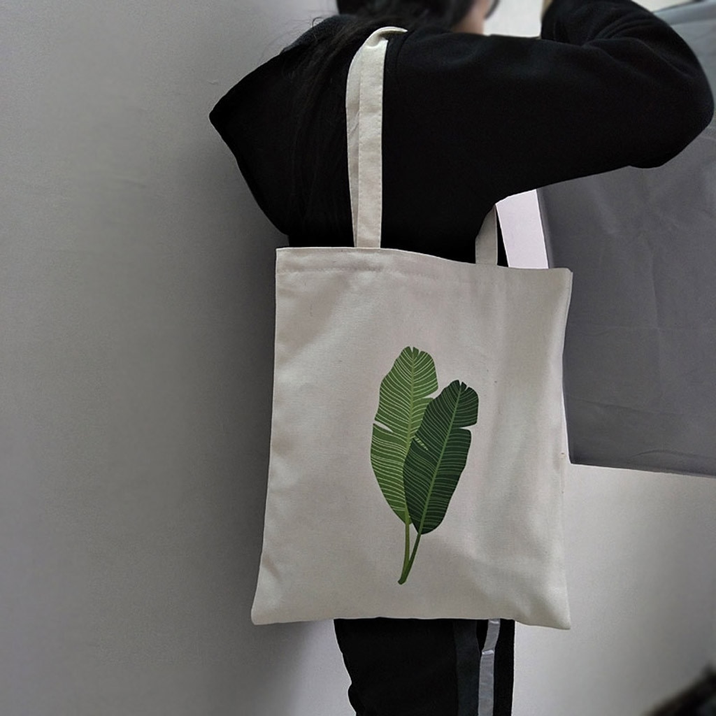 Opvouwbare Boodschappentas Mode Vrouwen Canvas Tote Bag Printing Bananenblad Shopper Handvat Eco Boodschappentassen Bolsa De Compras
