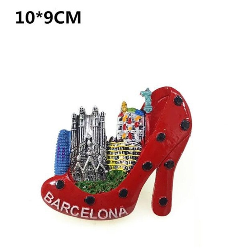 Imanes turísticos para nevera de España y Barcelona, artículos de decoración de recuerdo, Colección magnética artesanal,