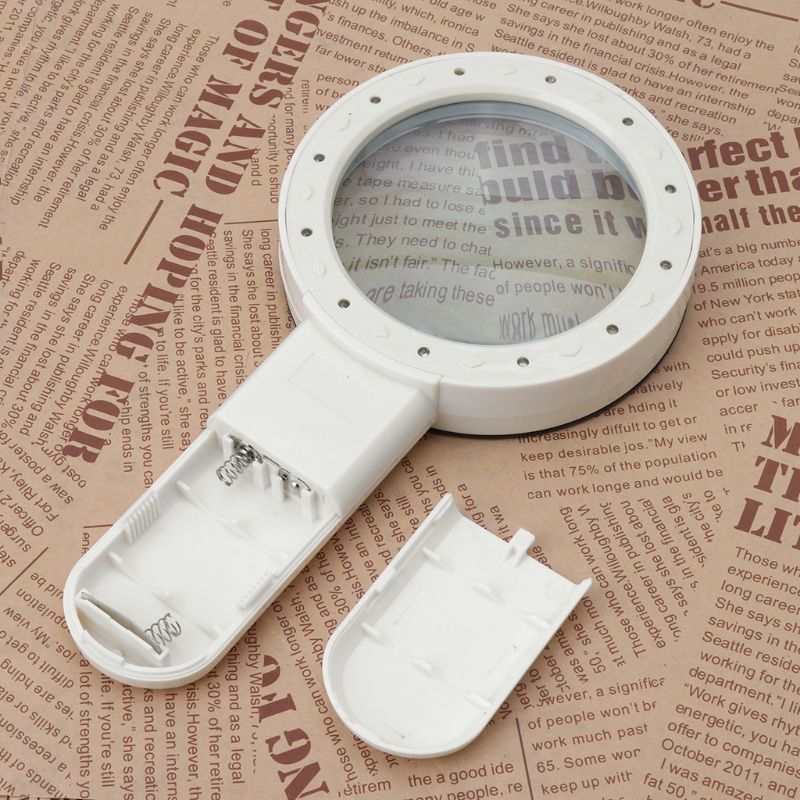30X LED Magnifying Glass Handheld Lighted Magnifier Double Glass Lens Jewelry Magnifier
