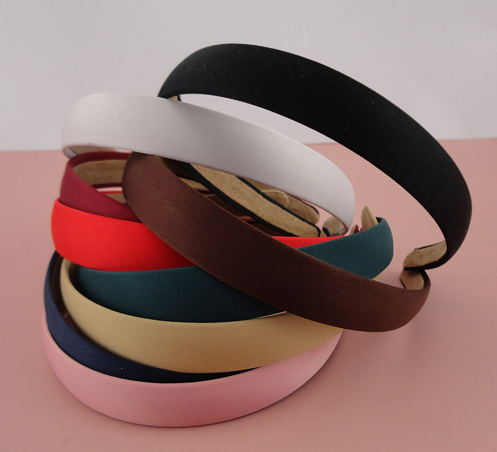 10PCS 20mm Satin Fabric Covered Plain Plastic Hair Headbands for women girls with velvet back for handmade hair accessories: MULTI