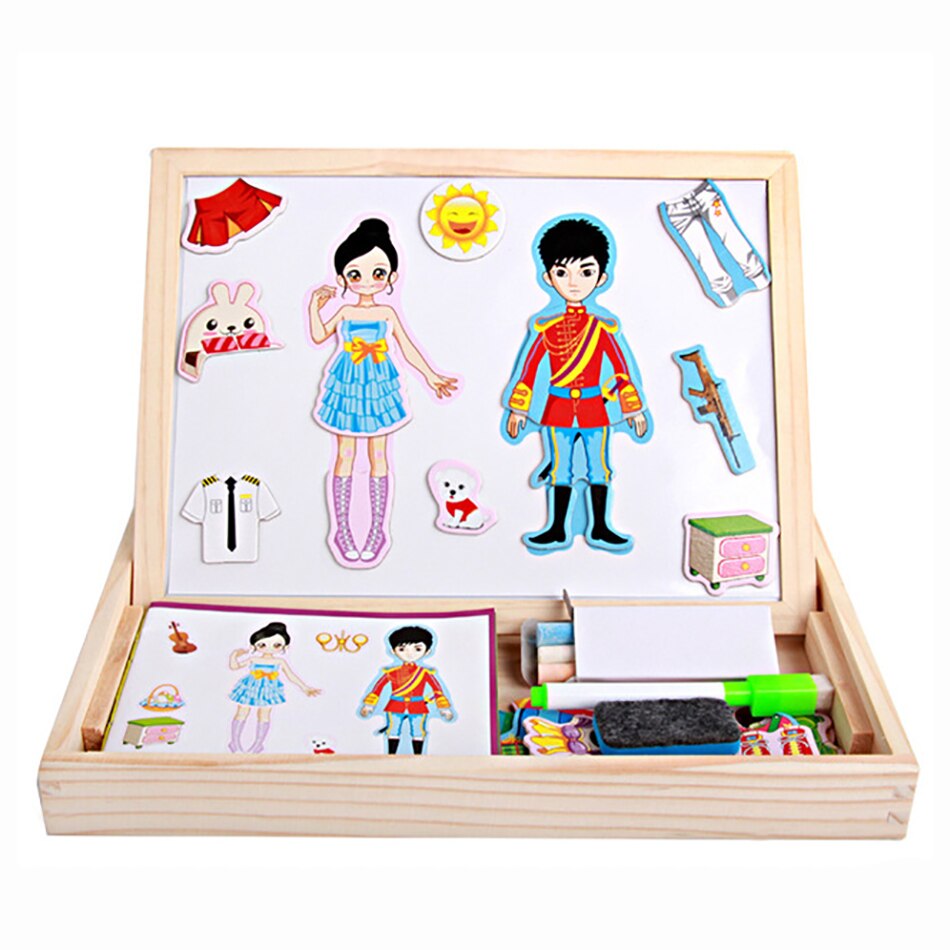 Wood Learning Educational Puzzle Toys Wooden Magnetic 3D Figure Animals Vehicle Circus Drawing Board Toy For Children Kid: Color 11