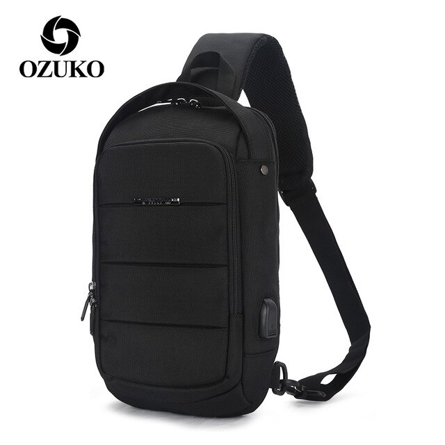 OZUKO Multifunctionele Oxford Waterdicht Reizen Mannen USB Anti Diefstal Leisure Rugzak Mannen Schooltassen Reistas: Black