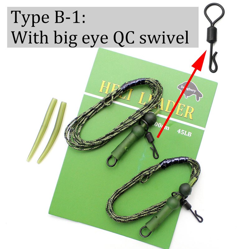 2PCS Carp Fishing Line Ready Tied Carp Hair Rigs Ready Made Carp Fishing Hook Line Hooklink Carp Leader Leadcore Line: Type B - 1
