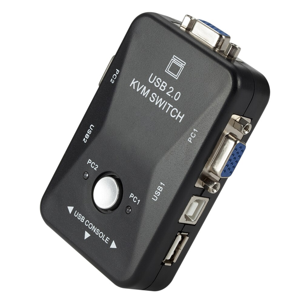 USB KVM Switch For Pc Monitor/Keyboard/Mouse Two Ports Maximum Compatibility And Simultaneous Computer Sharing