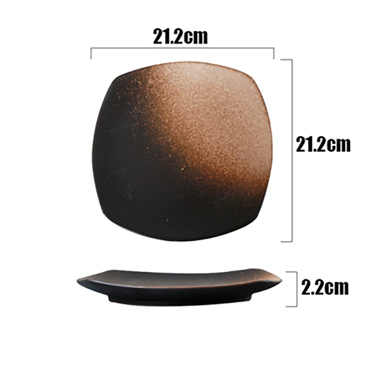 FANCITY Four ceramic plates, color glazed flat plate, dish plate, breakfast plate, personality porcelain plate.: 3