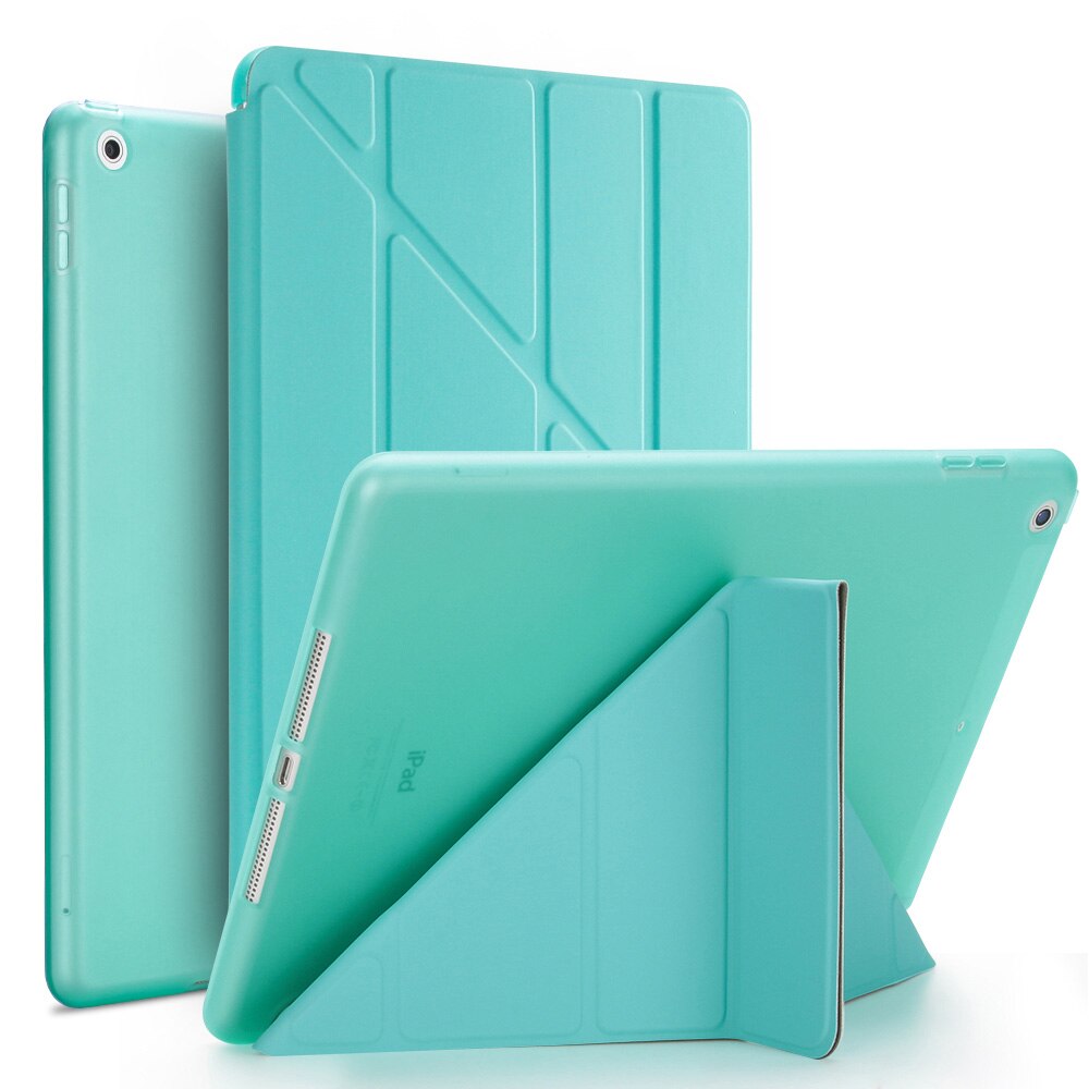 Etui na Tablet do ipada Air 2 9.7 "PU Leather Smart Sleep wake funda Trifold stojak solidna inteligentna obudowa do ipada Air 2 A1566 A1567: Blue-1