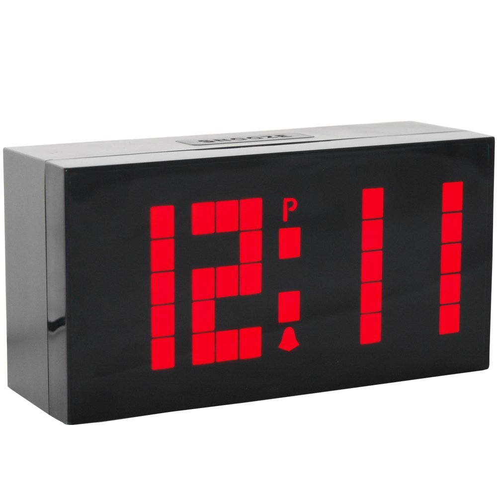 4 Colors LED Clock Digital Alarm Clock Wall Table Desktop with Snooze Calendar Temperature: 4Digit 5pixels red