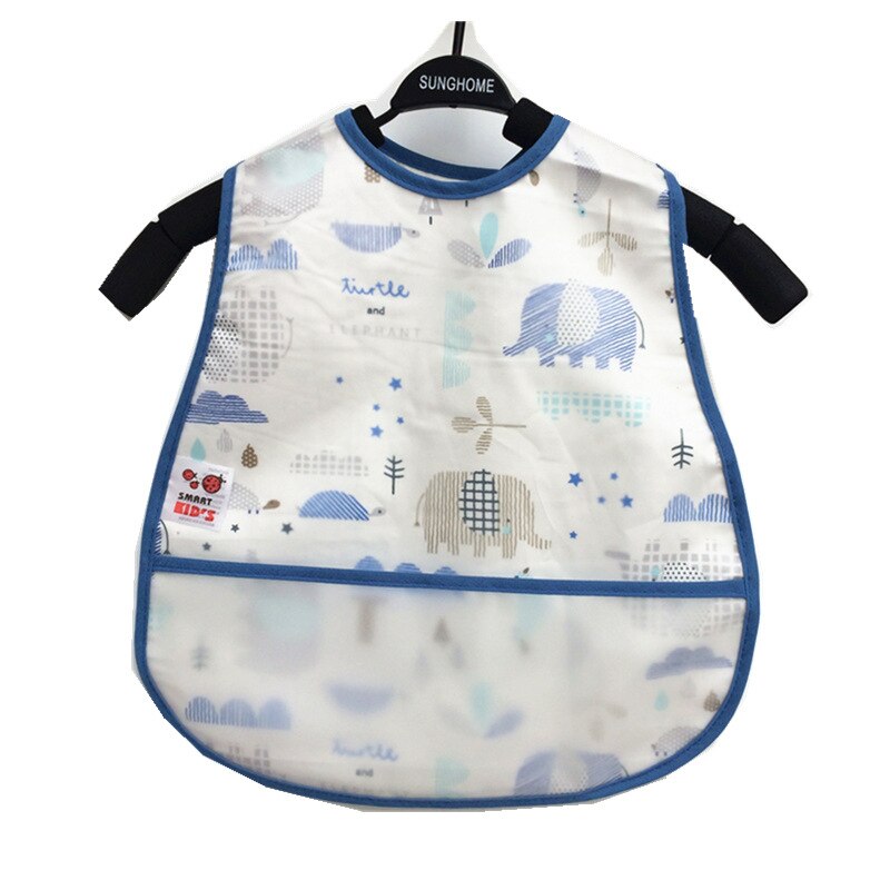 Verstelbare Baby Slabbetjes Eva Waterdichte Lunch Feeding Slabbetjes Baby Cartoon Voeden Doek Kinderen Baby Schort Babador Bandana: Blue Elephant