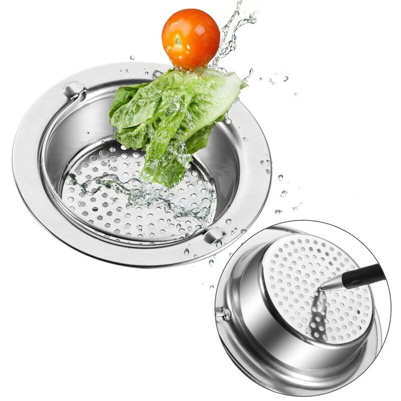 2PCS Sink Strainer Filter Portable Stainless Steel 4.5"Diameter Bathroom Sewer Floor Slag Kitchen Strainer Accessories Tool Iron