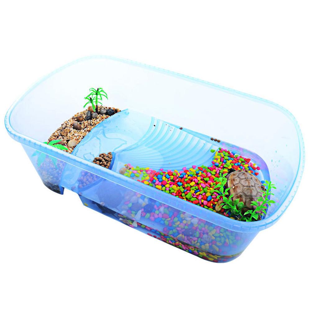 Aquarium Transparent Turtle Breeding Box Reptile Perched House With Drying Platform For Brazilian Tortoise Water Tank