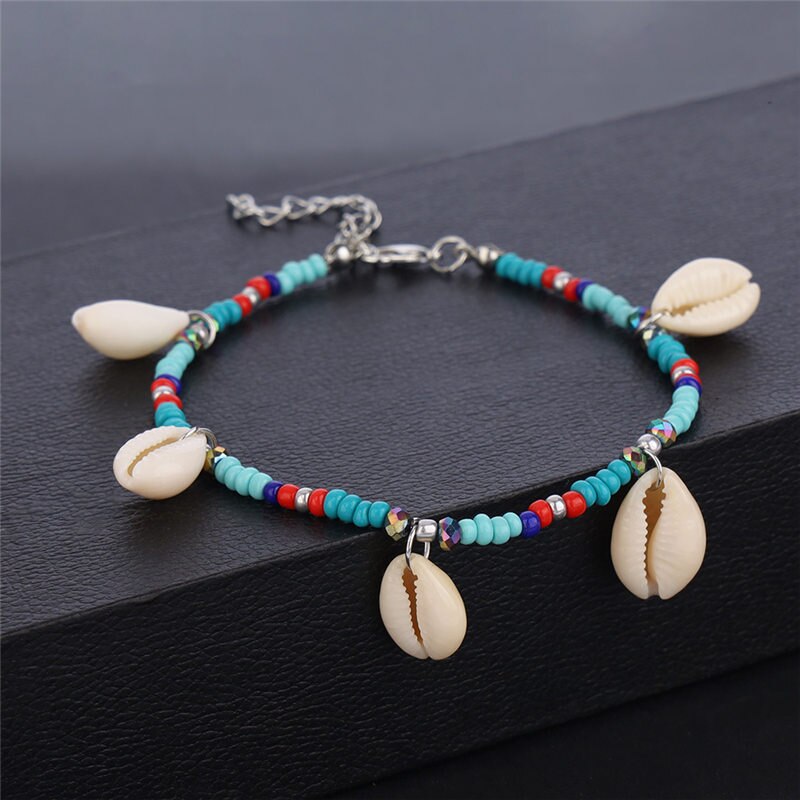Jahrgang Hülse Perlen Seestern Schildkröte Fußkettchen Für Frauen Handgemachte Perlen Knöchel Armbinde Fuß Schmuck Armbinde cheville femme