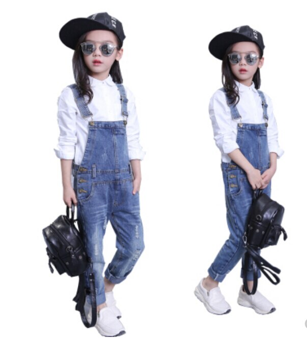 Kids Kinderen Meisjes Kleding Denim Gat Jumpsuit Overalls Playsuit Voor