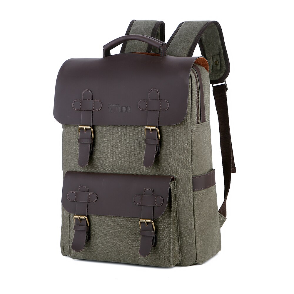 Heren Rugzak Vintage Canvas Rugzak Schooltas Mannen Reistassen Grote Capaciteit Rugzak Laptop Tas: ArmyGreen