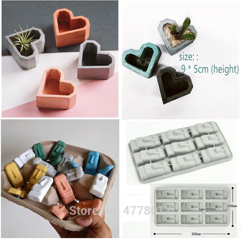 Diamond beton siliconen mallen Vele vormen Uil mallen voor cement cactus pot ambachten klei gips mold siliconen vormen