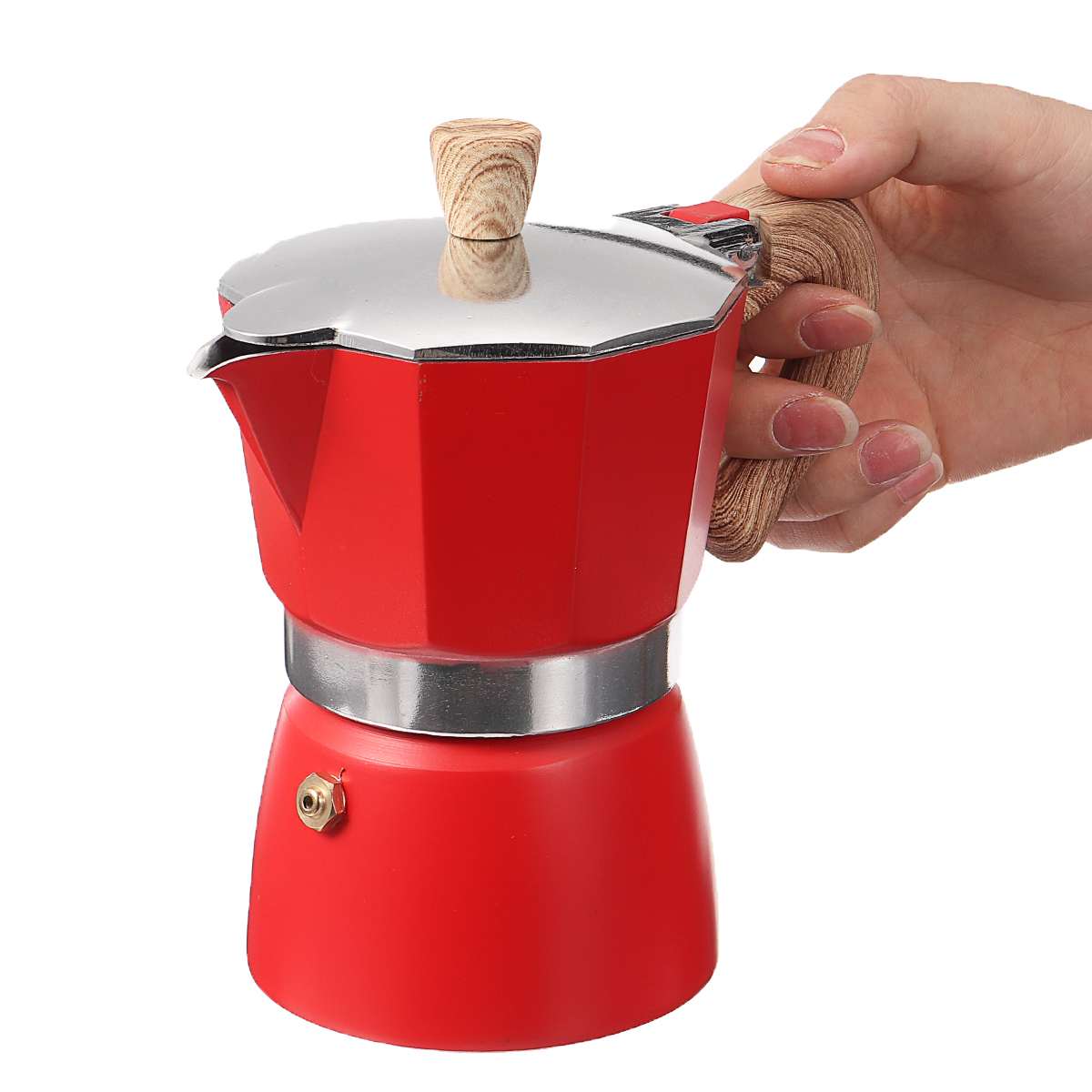 3 kuppia 150ml/300ml mocha latte -kahvinkeitin italialainen moka espresso -alumiinimuki kahdeksankulmainen perkolaattoripannu liesi kahvinkeitin: Punainen 300ml