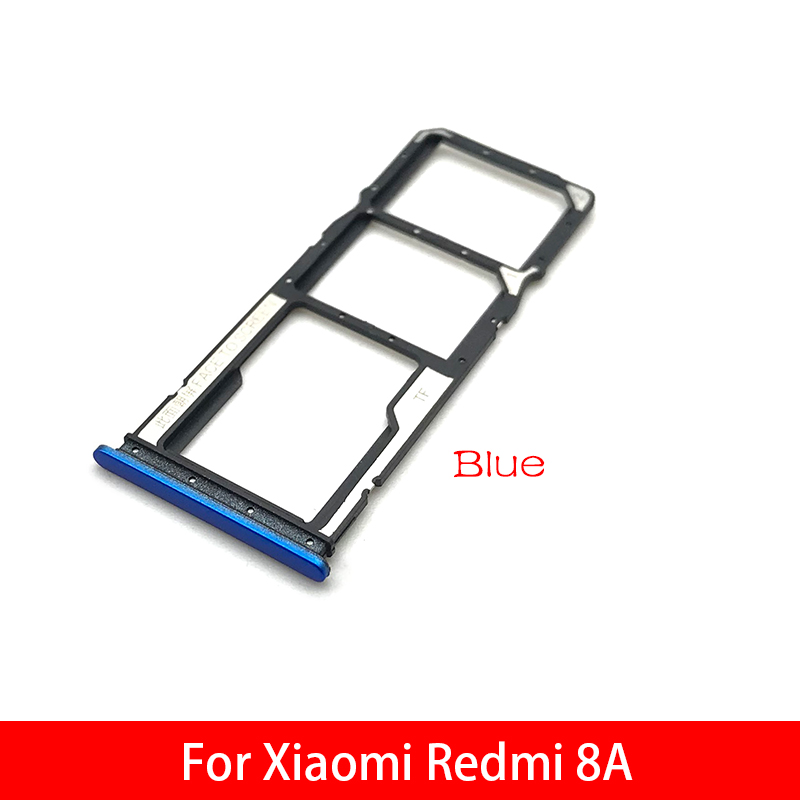 Peças de reposição do adaptador do suporte da bandeja do cartão do sd do entalhe do cartão sim para xiaomi redmi 8a: Azul