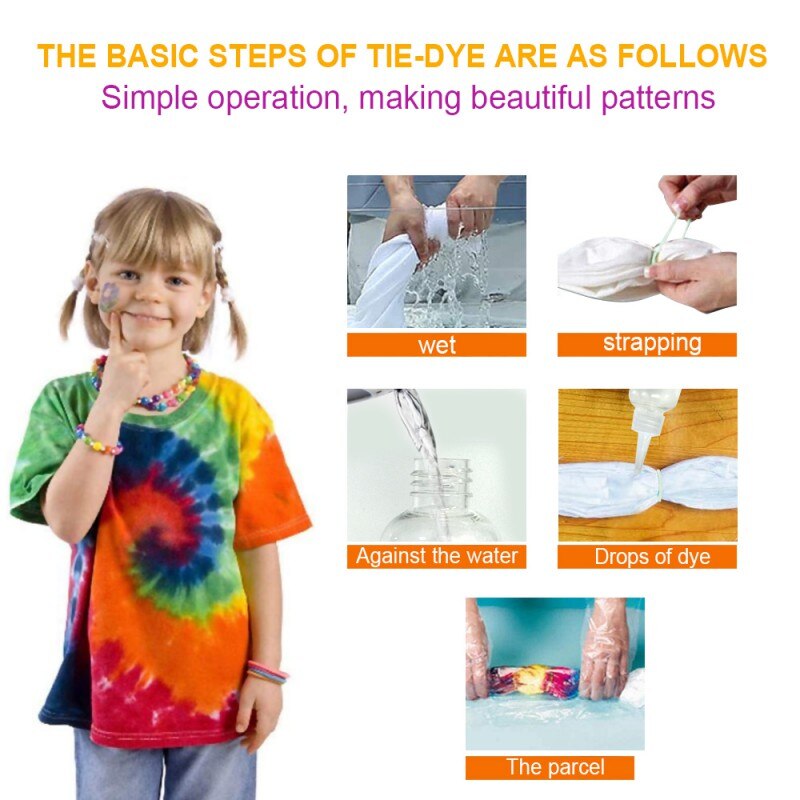 DIY Tie-dye Kit Fabric Tie Textile Craft For Kids, Adults Non-Toxic Tie Dye Supplies With Gloves For Party, Gathering, Festival