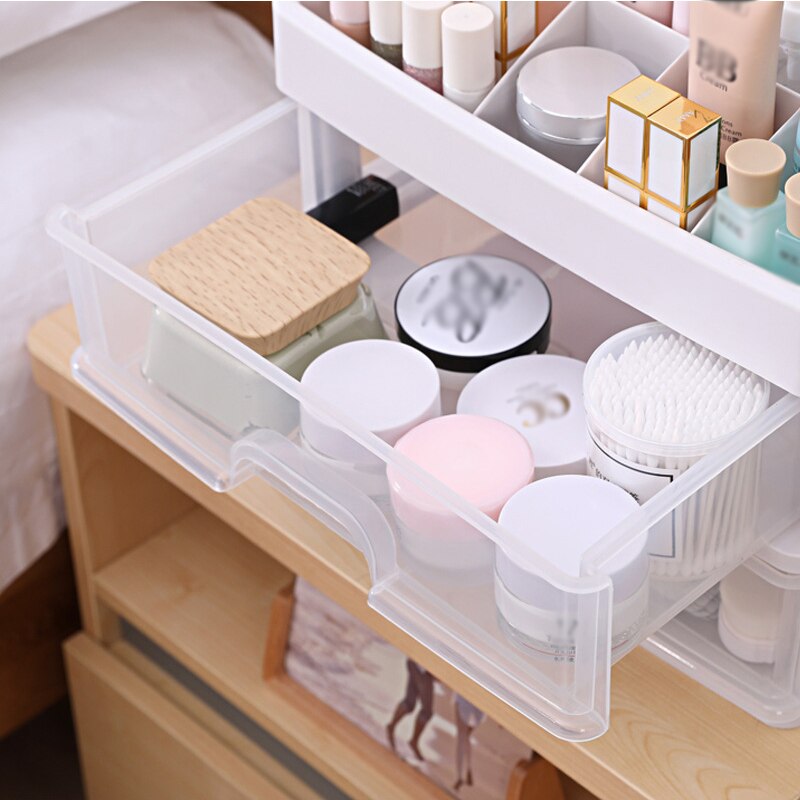 Cosmetic Storage Box Jewelry Container Make Up Case Makeup Brush Holder Transparent Table Drawer Dresser Cosmetic Box 1-3 Floors