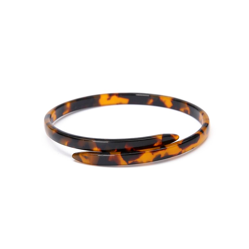 Acetate Tortoise Shell Vintage Acrylic Open Bangles Bracelets Leopard Print Women Cuff Charm Resin Jewelry Accessory